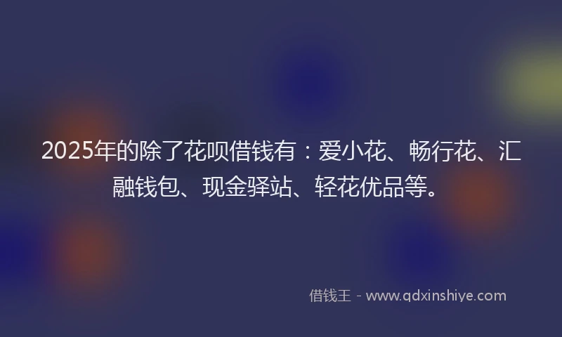 2025年的除了花呗借钱有：爱小花、畅行花、汇融钱包、现金驿站、轻花优品等。