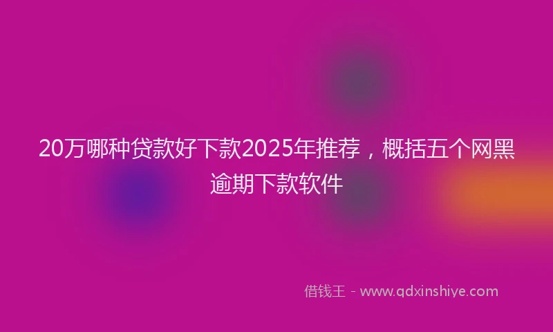 20万哪种贷款好下款2025年推荐，概括五个网黑逾期下款软件