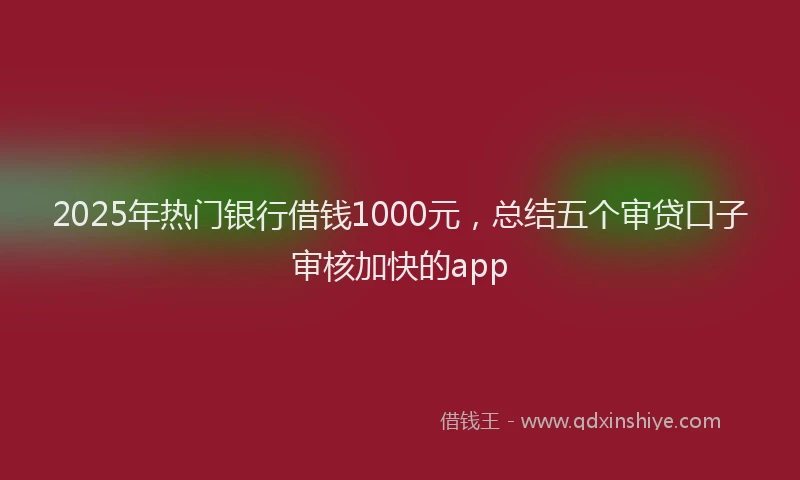 2025年热门银行借钱1000元，总结五个审贷口子审核加快的app