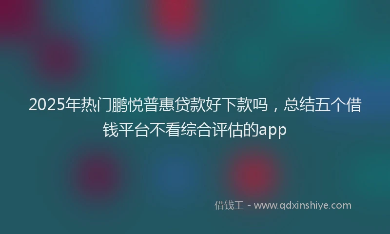 2025年热门鹏悦普惠贷款好下款吗，总结五个借钱平台不看综合评估的app