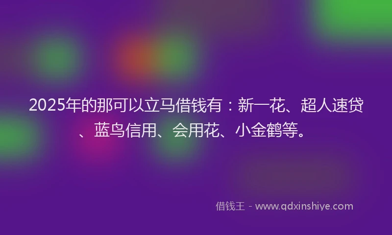 2025年的那可以立马借钱有：新一花、超人速贷、蓝鸟信用、会用花、小金鹤等。