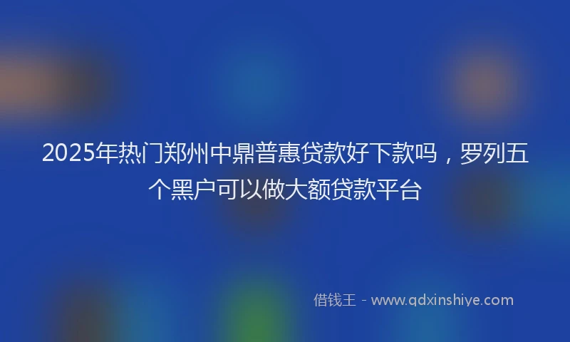 2025年热门郑州中鼎普惠贷款好下款吗，罗列五个黑户可以做大额贷款平台