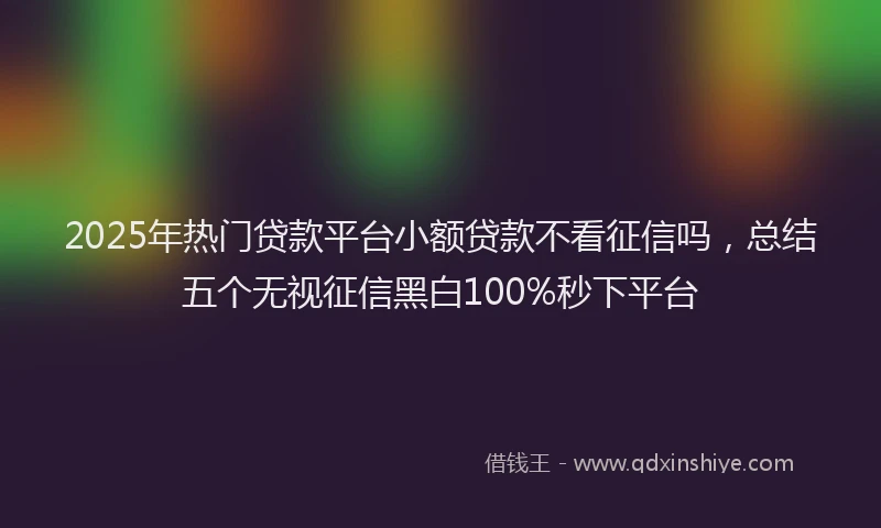 2025年热门贷款平台小额贷款不看征信吗，总结五个无视征信黑白100%秒下平台