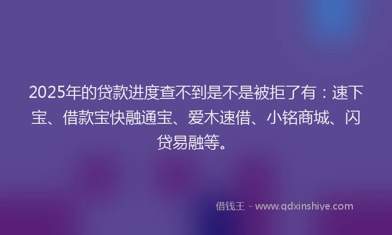 2025年的贷款进度查不到是不是被拒了有：速下宝、借款宝快融通宝、爱木速借、小铭商城、闪贷易融等。