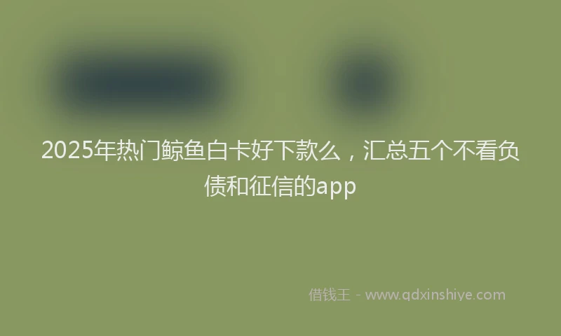 2025年热门鲸鱼白卡好下款么，汇总五个不看负债和征信的app