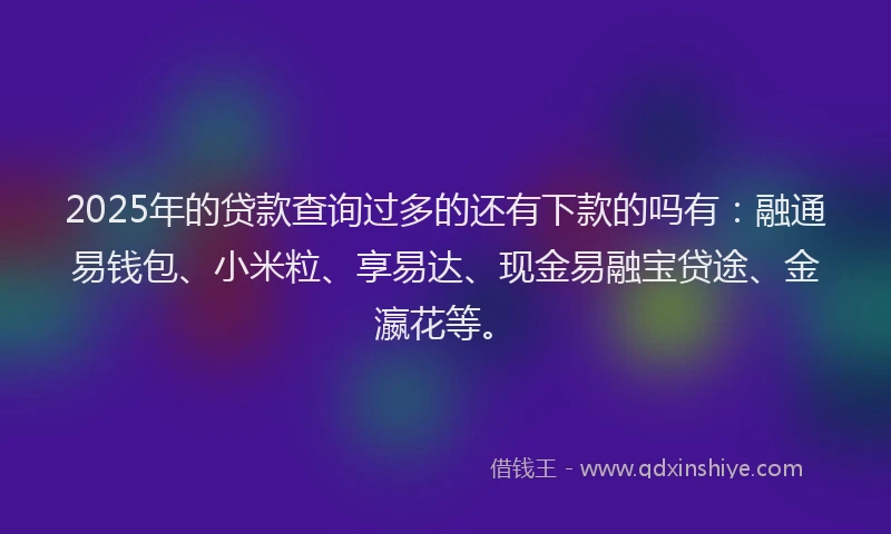 2025年的贷款查询过多的还有下款的吗有：融通易钱包、小米粒、享易达、现金易融宝贷途、金瀛花等。