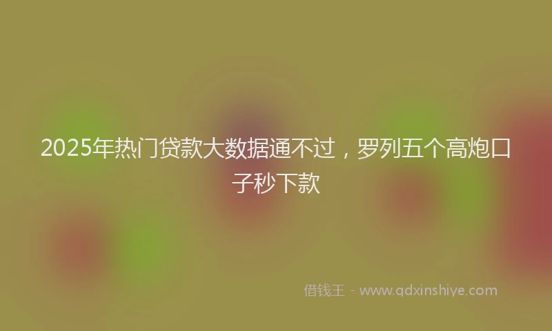 2025年热门贷款大数据通不过，罗列五个高炮口子秒下款