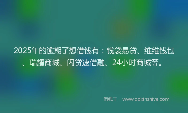2025年的逾期了想借钱有：钱袋易贷、维维钱包、瑞耀商城、闪贷速借融、24小时商城等。