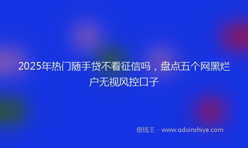 2025年热门随手贷不看征信吗，盘点五个网黑烂户无视风控口子
