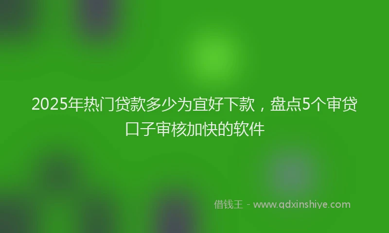 2025年热门贷款多少为宜好下款，盘点5个审贷口子审核加快的软件