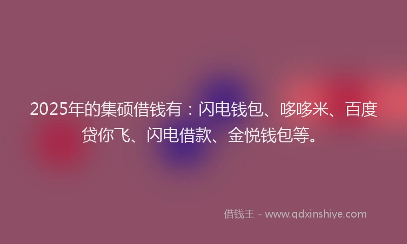 2025年的集硕借钱有：闪电钱包、哆哆米、百度贷你飞、闪电借款、金悦钱包等。