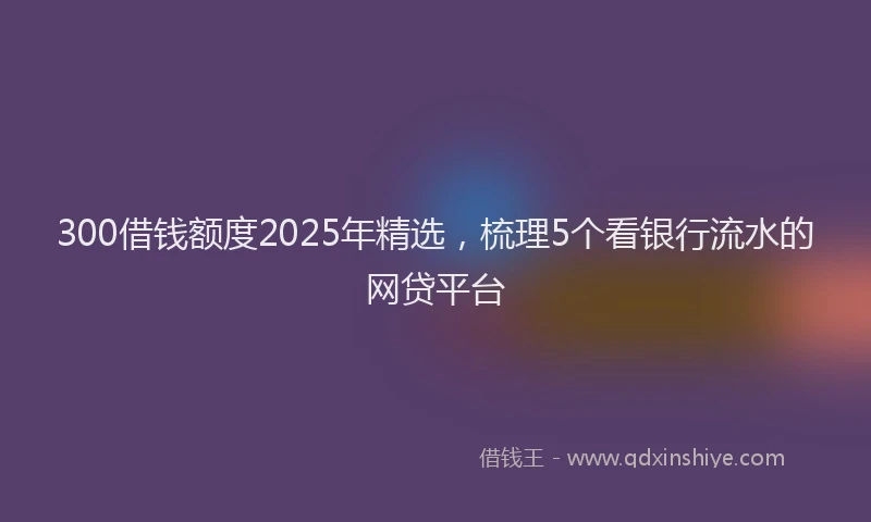 300借钱额度2025年精选，梳理5个看银行流水的网贷平台