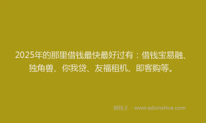 2025年的那里借钱最快最好过有：借钱宝易融、独角兽、你我贷、友福租机、即客购等。