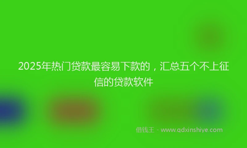 2025年热门贷款最容易下款的，汇总五个不上征信的贷款软件