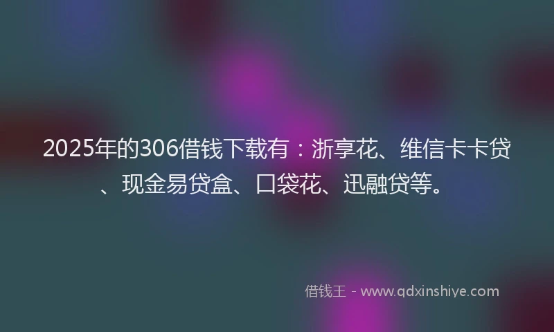 2025年的306借钱下载有：浙享花、维信卡卡贷、现金易贷盒、口袋花、迅融贷等。