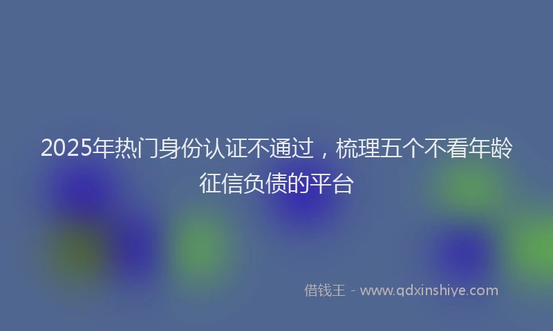2025年热门身份认证不通过，梳理五个不看年龄征信负债的平台