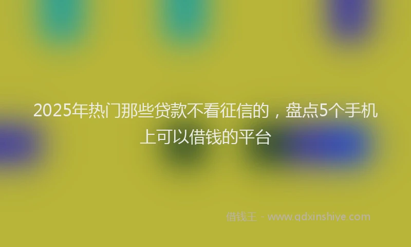 2025年热门那些贷款不看征信的，盘点5个手机上可以借钱的平台