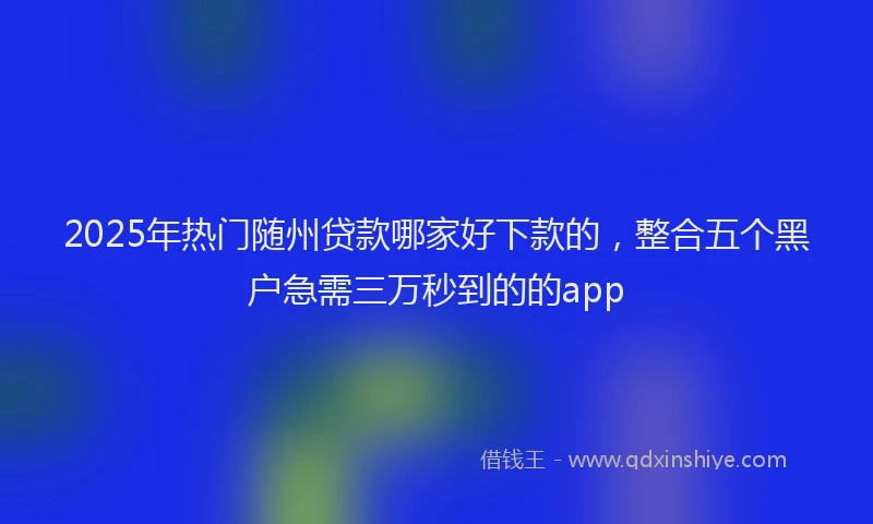 2025年热门随州贷款哪家好下款的，整合五个黑户急需三万秒到的的app