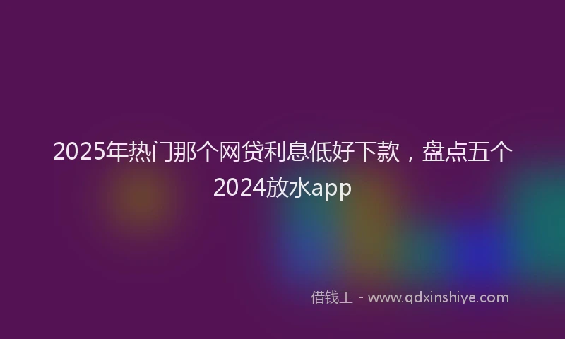 2025年热门那个网贷利息低好下款，盘点五个2024放水app