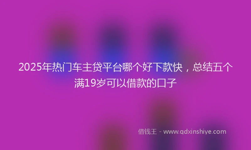2025年热门车主贷平台哪个好下款快，总结五个满19岁可以借款的口子