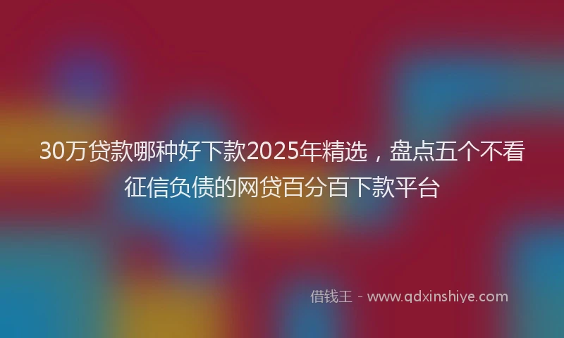 30万贷款哪种好下款2025年精选，盘点五个不看征信负债的网贷百分百下款平台