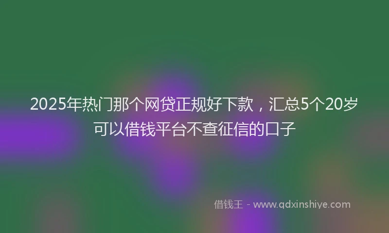 2025年热门那个网贷正规好下款，汇总5个20岁可以借钱平台不查征信的口子
