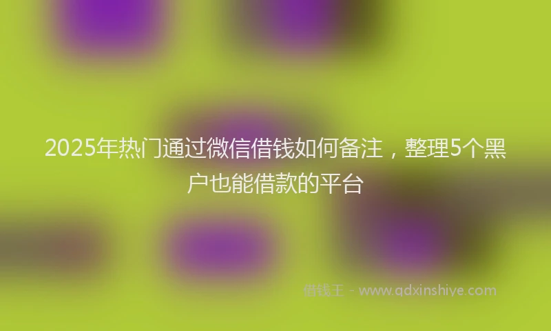 2025年热门通过微信借钱如何备注，整理5个黑户也能借款的平台