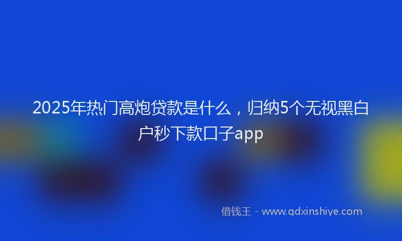2025年热门高炮贷款是什么，归纳5个无视黑白户秒下款口子app