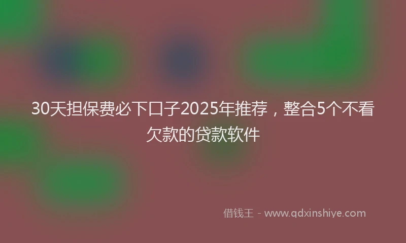 30天担保费必下口子2025年推荐，整合5个不看欠款的贷款软件