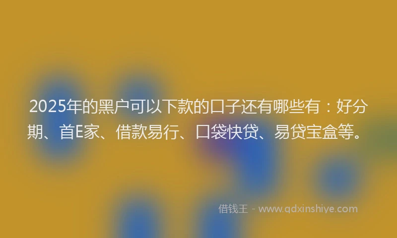2025年的黑户可以下款的口子还有哪些有：好分期、首E家、借款易行、口袋快贷、易贷宝盒等。