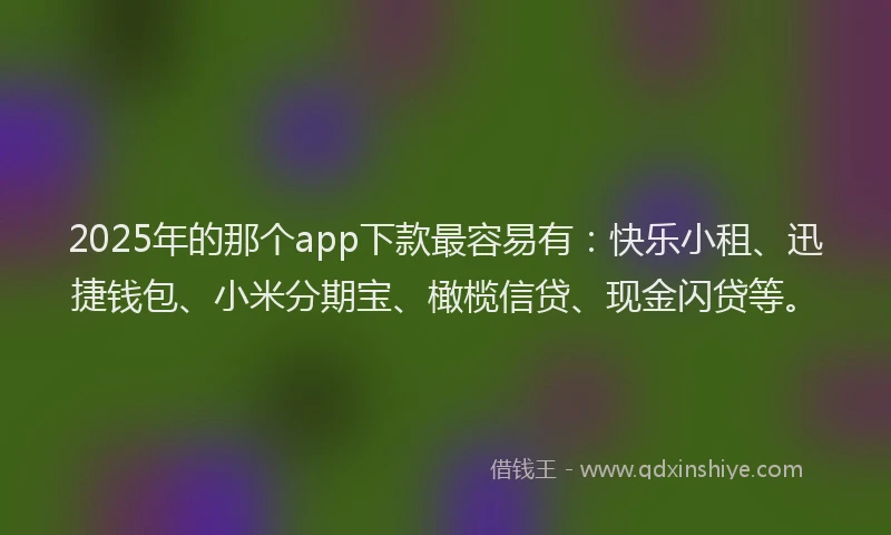 2025年的那个app下款最容易有：快乐小租、迅捷钱包、小米分期宝、橄榄信贷、现金闪贷等。