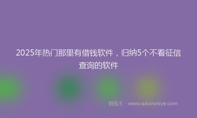 2025年热门那里有借钱软件，归纳5个不看征信查询的软件