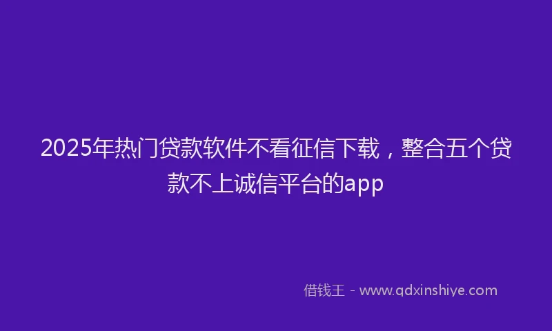 2025年热门贷款软件不看征信下载，整合五个贷款不上诚信平台的app