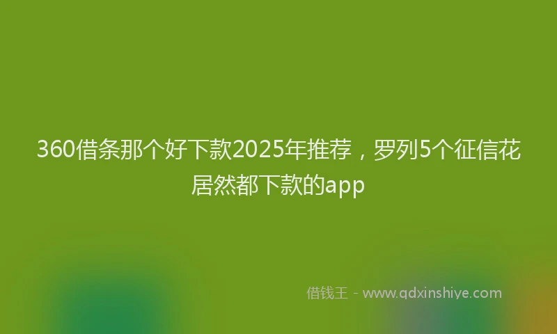 360借条那个好下款2025年推荐，罗列5个征信花居然都下款的app