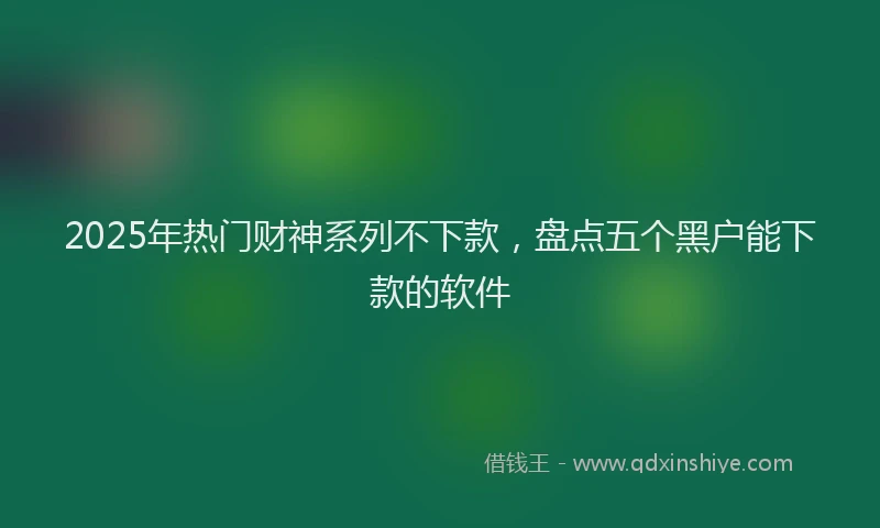 2025年热门财神系列不下款，盘点五个黑户能下款的软件