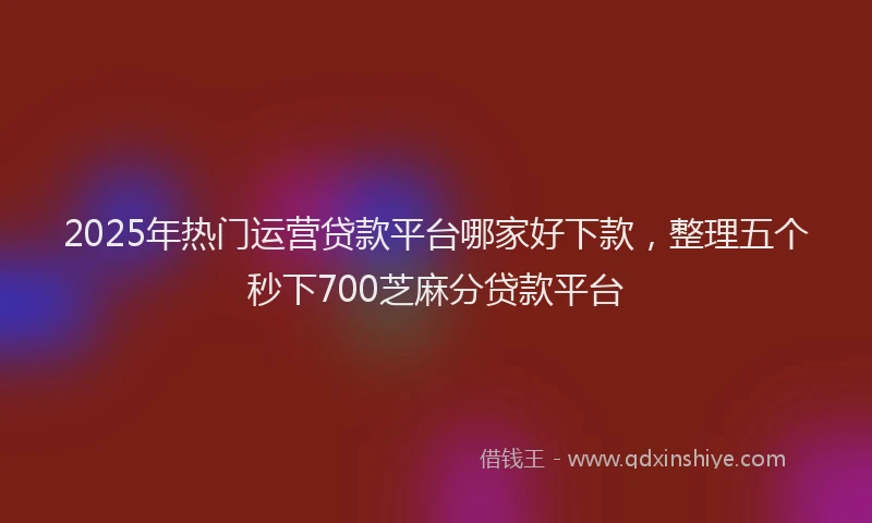 2025年热门运营贷款平台哪家好下款，整理五个秒下700芝麻分贷款平台