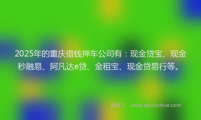 2025年的重庆借钱押车公司有：现金贷宝、现金秒融易、阿凡达e贷、金租宝、现金贷易行等。