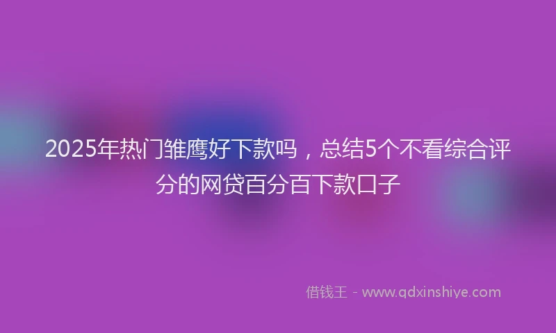 2025年热门雏鹰好下款吗，总结5个不看综合评分的网贷百分百下款口子