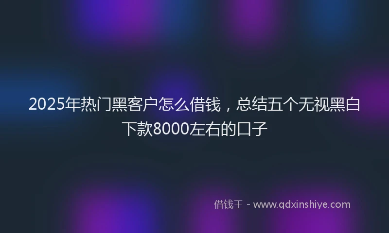 2025年热门黑客户怎么借钱，总结五个无视黑白下款8000左右的口子
