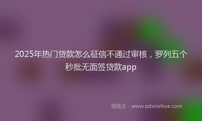 2025年热门贷款怎么征信不通过审核，罗列五个秒批无面签贷款app