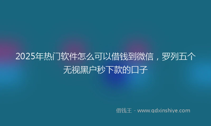 2025年热门软件怎么可以借钱到微信，罗列五个无视黑户秒下款的口子