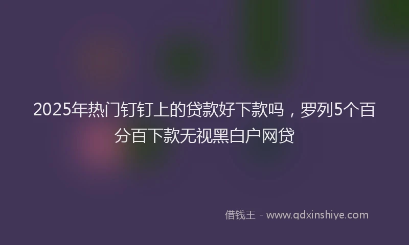 2025年热门钉钉上的贷款好下款吗，罗列5个百分百下款无视黑白户网贷