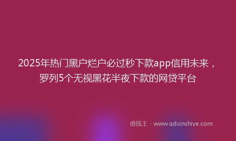 2025年热门黑户烂户必过秒下款app信用未来，罗列5个无视黑花半夜下款的网贷平台