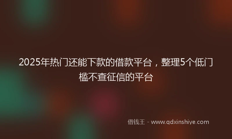 2025年热门还能下款的借款平台，整理5个低门槛不查征信的平台