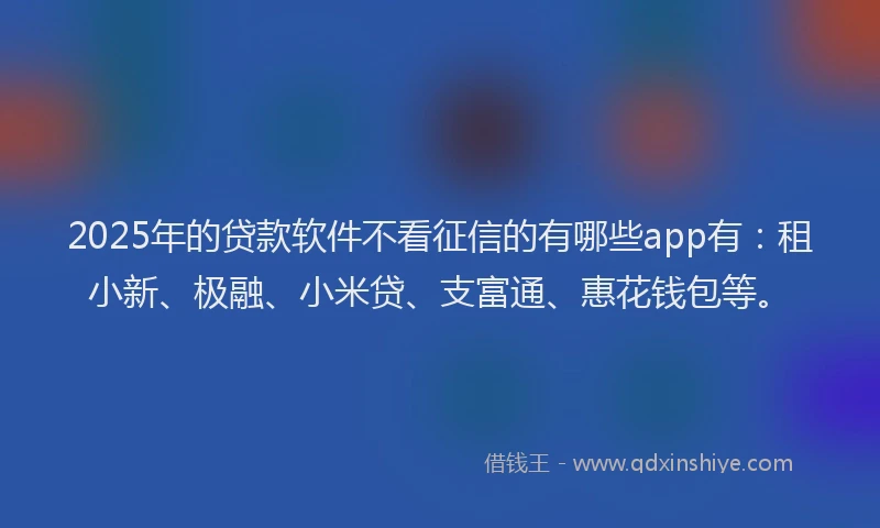 2025年的贷款软件不看征信的有哪些app有：租小新、极融、小米贷、支富通、惠花钱包等。