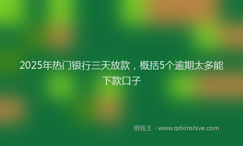 2025年热门银行三天放款，概括5个逾期太多能下款口子