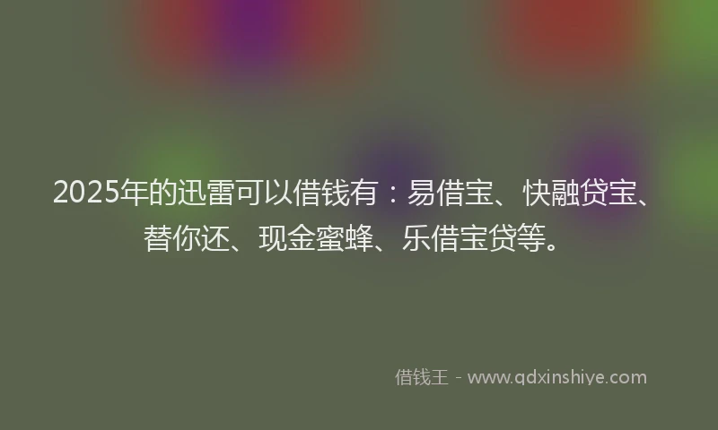 2025年的迅雷可以借钱有：易借宝、快融贷宝、替你还、现金蜜蜂、乐借宝贷等。
