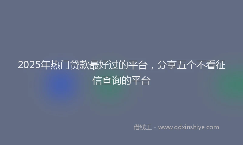 2025年热门贷款最好过的平台，分享五个不看征信查询的平台