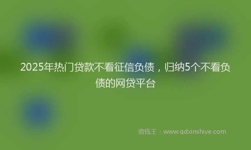 2025年热门贷款不看征信负债，归纳5个不看负债的网贷平台