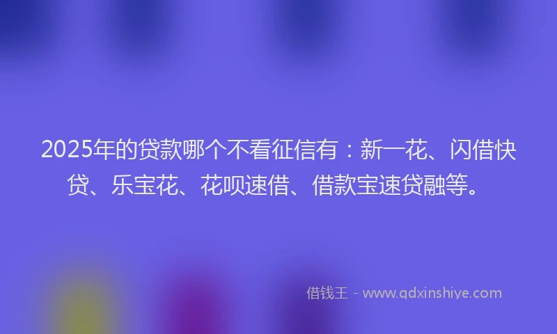 2025年的贷款哪个不看征信有：新一花、闪借快贷、乐宝花、花呗速借、借款宝速贷融等。